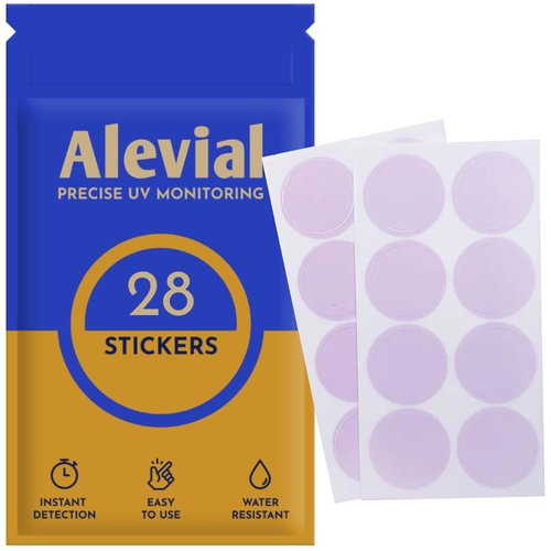 28 UV Detection Stickers for Sunscreen Reapply Reminder, Suitable for Kids & Adults, Sticker Patches, Sun Cream Detection by Alevial
