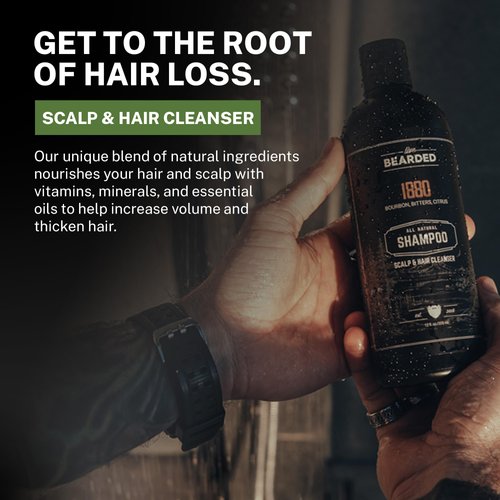 Live Bearded All-Natural Shampoo for Men - Promotes Hair Growth - Strengthening Shampoo for Thinning Hair & Hair Loss - Cedar, Vetiver, Bergamot