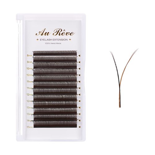 Y Lashes Extensions Colored YY Lashes Premade Fans Brown Eyelash Extensions D Curl 0.07mm 8-15mm Mixed Tray Y Shape Easy Fan Volume Lashes Supplies (YY-0.07-D,Deep Brown)