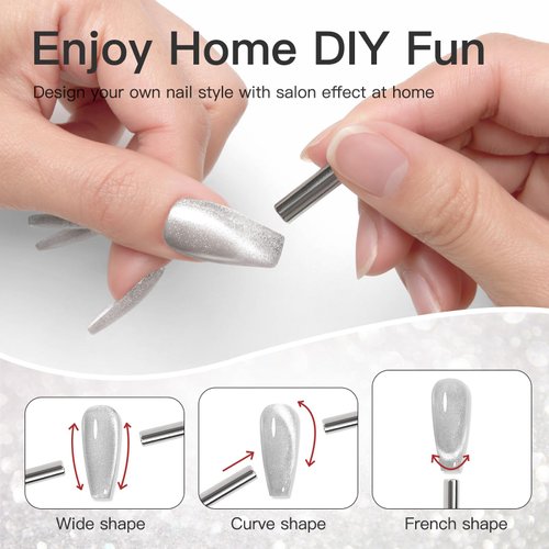 Gsnagole Cat Eye Gel Nail Polish – Magnetic Sparkling Holographic Effect, 10ml Silver Velvet UV Gel for Nail Art - Reflective Semi-Transparent, Perfect for DIY Nail Salon (JSMY-1)