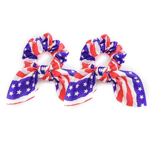 Elastic Patriotic Hair Band Hair Ties 4th of July Hair Bow Ponytail Holder American Flag Hair Acc...