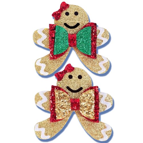 Christmas Glitter Hair Clips Cute Sparkly Gingerbread Man Shape Cheer Barrettes Alligator Hairpins for Teens Toddler Girls Kids Xmas Holiday Party Dress Decor Accessories Gift (H)