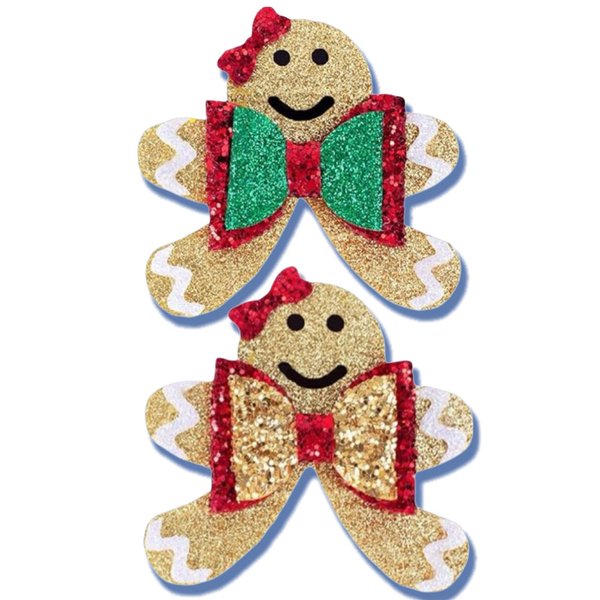 Christmas Glitter Hair Clips Cute Sparkly Gingerbread Man Shape Cheer Barrettes Alligator Hairpins for Teens Toddler Girls Kids Xmas Holiday Party Dress Decor Accessories Gift (H)