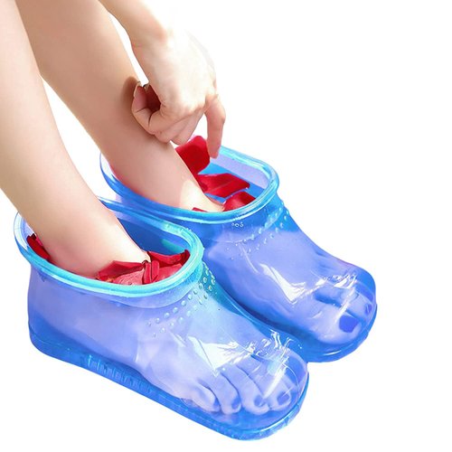 WMHYLYH Massage Foot Bath Shoes Foot Soaking Bath Basin, Portable Foot Soak Tub Foot Soaker, Foot Spa Shoes Pedicure Foot Spa for Thermal Massage to Promote Blood Circulation (Medium,Blue)