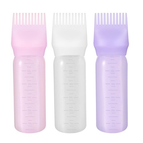 Expressions 3pc Comb Application Bottle Set - Refillable & Reusable Hair Oil Applicator Bottles For Easy Hair Oil & Hair Dye Treatment Application