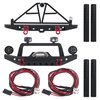 Vgoohobby Aluminum Front & Rear Bumper with LED Headlights Tow Hook Spare Tire Carrier Compatible with Traxxas TRX4 TRX-4 Axial SCX10 SCX10-II 90046 90047 SCX10-iii AX10300 1/10 RC Crawler Car