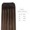 WENNALIFE Sew in Hair Extensions Real Human Hair, Weft Hair Extensions Human Hair 18 Inch 90g Balayage Dark Brown to Chestnut Brown Hand Tied Weft Hair Extensions Sew In