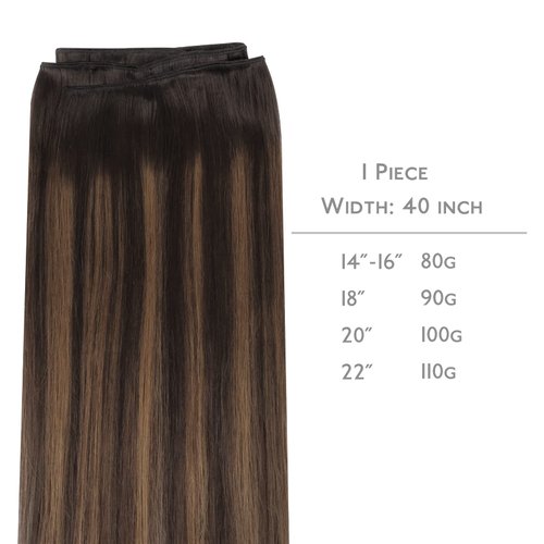 WENNALIFE Sew in Hair Extensions Real Human Hair, Weft Hair Extensions Human Hair 18 Inch 90g Balayage Dark Brown to Chestnut Brown Hand Tied Weft Hair Extensions Sew In
