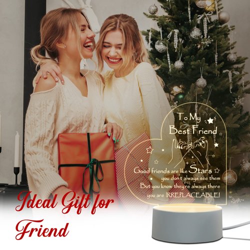 Friendship Gifts for Women Friends - Engraved Night Light, Best Friend Birthday Gifts, Unique Present for BFF, Bestie, Girls, Friends Female on Wedding, Christmas