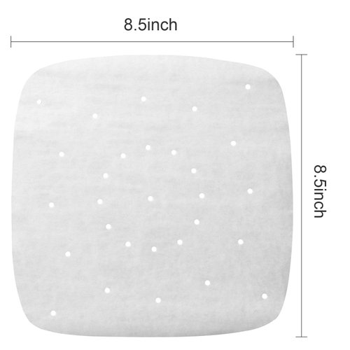 JANYUN 150Pcs 8.5 inch Air Fryer Parchment liners Papers Accessories, Square Bamboo Steamer Papers Sheets