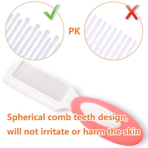 Baby Hair Brush, Cradle Cap Brush, Baby Hair Comb, Baby Hair Brush and Comb Set for Newborns & Toddlers, Baby Brush Soft Bristles, Ideal for Cradle Cap, Perfect Baby Registry Gift (Pink)