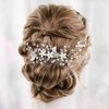 YBSHIN Bride Wedding Flower Hair Comb Silver Rhinestone Hair Pieces Crystal Headpiece Bridal Hair Accessories for Women