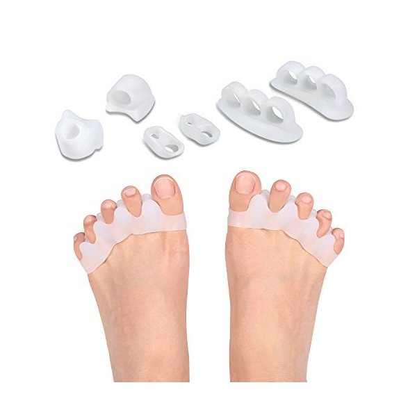 Gel Toe Separator & Stretcher Bunion Corrector Splint Kit, Relieve Pain of Hallux Valgus, Tailors Bunion and Hammer Toe, Rubber Silicon Toe Straightener Spacer Spreader Aid for Men and Women (A)