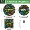96 Pcs Dinosaur Party Supplies Include Dinosaur Birthday Paper Plates Forks Napkins Tableware Set for Boys Kids Dino Theme Birthday Party Decorations 24 guests
