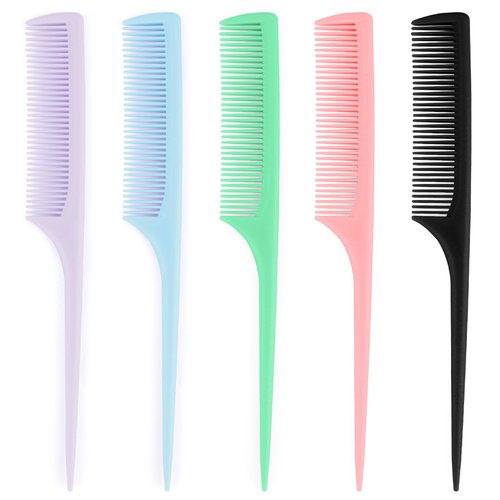 Comb, Rat Tail Comb, Combs for Women, Hair Comb, Teasing Comb, Parting Comb, Fine Tooth Comb, 5 Pack Colorful Rat Tail Combs, Combs For Hair Stylist, Styling Comb, Braiding Comb, Hair Cutting Comb