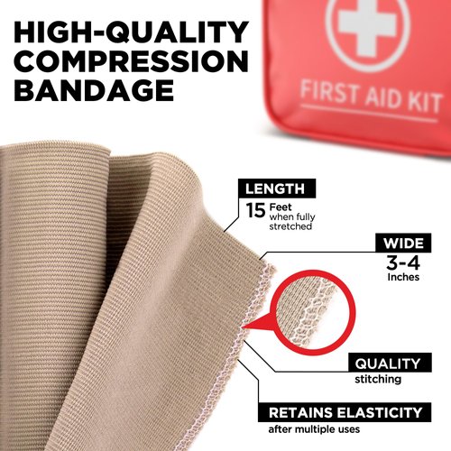 Premium Elastic Bandage Wrap – 4pk (2x3", 2x4") + 12 Extra Clips – Strong Compression Bandage Wrap - Wrist, Ankle, Foot, Knee Wrap