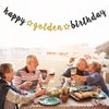 INNORU Happy Golden Birthday Banner - Birthday Party Decor - Kids Adults Birthday Party Decorations Supplies, Happy Birthday Party Bunting Decorations, Black Gold Glitter
