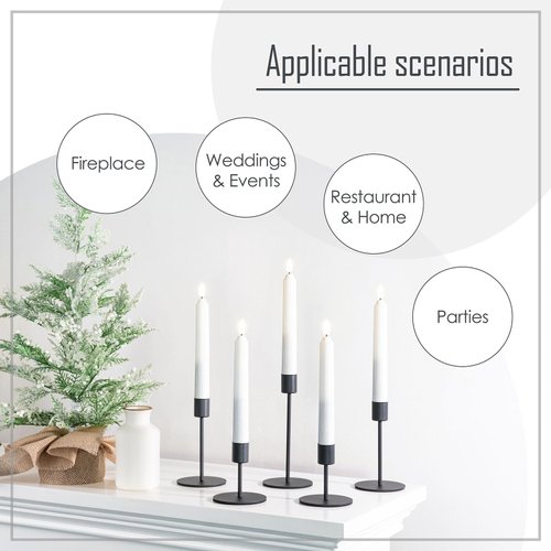 smtyle Black Candlestick Holders for Taper Candles Set of 5 Candelabra with Iron-0.9" Diameter Ideal for Home Decor