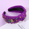 NVENF Mardi Gras Headbands for Women Crown Mask Headband Green Purple Yellow Rhinestone Jeweled Knotted Headband Mardi Gras Accessories Carnival Oufits Party Favors Gift (MARDI GRAS A - Purple)