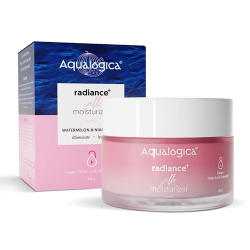 Aqualogica Radiance+ Jello Hydrating Face Moisturizer | Helps Reduce Acne Marks & Spots | Watermelon & Niacinamide Infused Gel Based Formula for All Skin Types | 1.76 Oz/50g