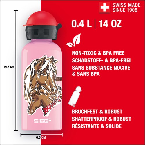 SIGG - Kids Water Bottle - Let's Run - Leakproof. Lightweight. BPA Free - Aluminum - 13 Oz, 0.4