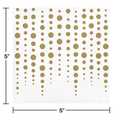 Creative Converting Sparkle and Shine Gold 50th Anniversary Beverage Napkins, 5"