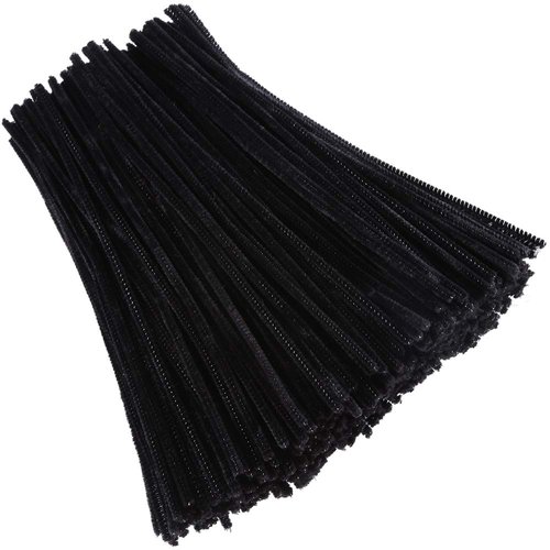 Caydo 400 Pieces Halloween Black Pipe Cleaners Craft Chenille Stems for Kids DIY Art and Craft Projects Halloween Decorations, 6mm x 12inch
