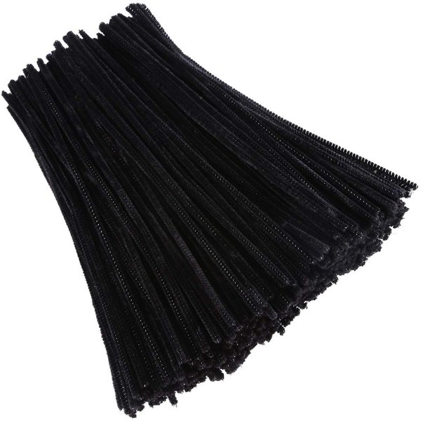 Caydo 400 Pieces Halloween Black Pipe Cleaners Craft Chenille Stems for Kids DIY Art and Craft Projects Halloween Decorations, 6mm x 12inch