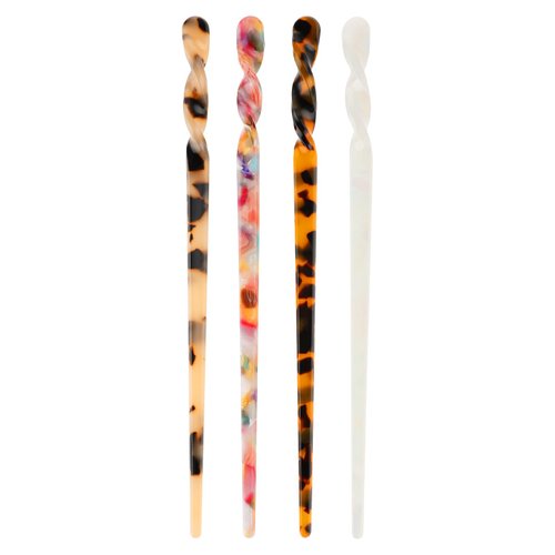 Sibba Hair Sticks 4Pcs Leopard Print Hair Pins Acetate Hairpins Disk Vintage Bun Hair Chopsticks Classic Hair Fork Retro Accessories Chinese Style Haripin Fit Women, Girls, Party, Stylist