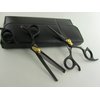 5.5" Professional Barber Razor Edge Titanium Coated Hair Cutting and Texturizing Shears Scissors Black Set+case