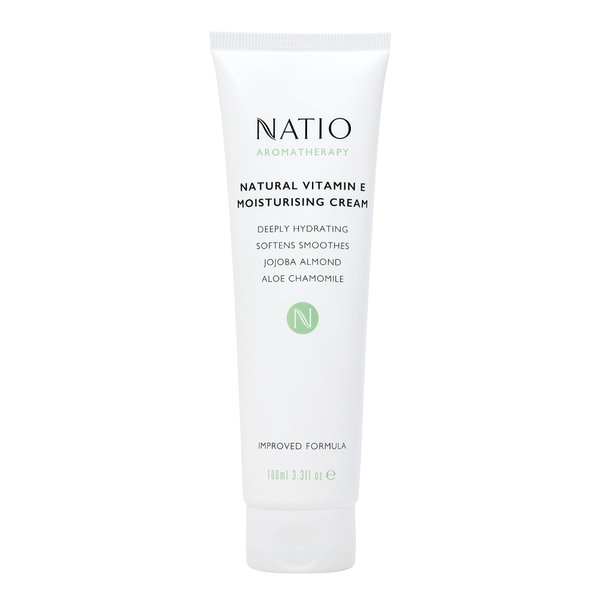 Natio Australia Aromatherapy Natural Vitamin E Moisturizing Cream, 3.4 ounce - Non-Greasy Aloe Vera Face Moisturizer - Deeply Hydrating Face Cream