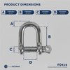 Five Oceans 1/4 Captive Pin Shackles, Stainless Steel Anchor Shackle for Boat, Sailboat FO416