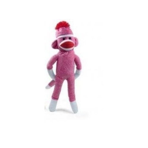 Plushland 20" Adorable SOCK MONKEY, Soft Plush Knitted Stuffed Animal Toy Gift - for Kids, Babies, Teens, Girls and Boys Baby Doll Present Gift Mother's Day Birthday Graduation Puppet (Pink)