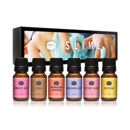 P&J Trading Fragrance Oil Slime Set | Bubble Gum, Cotton Candy, Cupcake, Strawberry Lemonade, Cola, Marshmallow Candle Scents for Candle Making, Freshie Scents, Soap Making, Diffuser Oil Scents