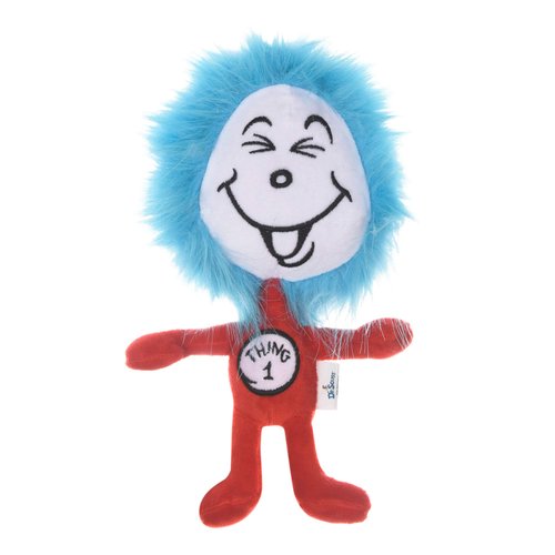 Dr. Seuss for Pets The Cat in The Hat Thing 1 Big Head Plush Dog Toy | Small Dog Toys, 9 Inch Dog Toy from The Cat in The Hat | Red, White, and Blue Stuffed Animal Dog Toy from Dr. Seuss Collection