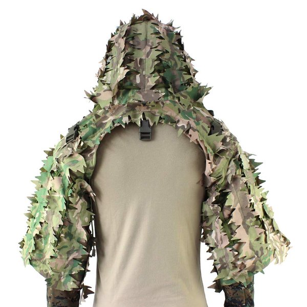 ROCOTACTICAL Sniper Ghillie Viper Hood with 3D Laser-Cut Leaves, Tactical Ghillie Suit Foundation for Wargame, Hunting, Airsoft, Sniper Coat