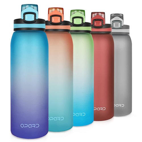 Opard 30oz Sports Water Bottle with Leak Proof Flip Top Lid BPA Free Tritan Reusable Plastic for Gym and Outdoor