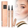 2 Pcs Magic Eyebrow Pencil Eyebrow Microblading Pen,Eye Makeup Eyebrow Pen Micro 4 Point Brow Pen Lift & Snatch Eyebrow Microblading Pen Creates Natural Looking Brows,Light & Dark Brown