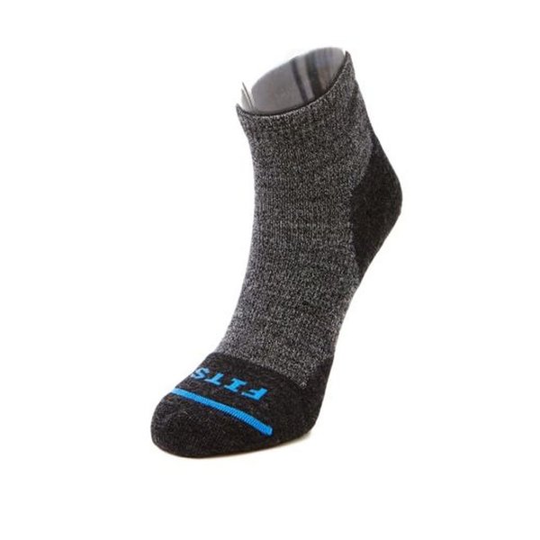 FITS Light Hiker Quarter Sock for Men and Women, Made with Merino Wool, Breathable, Odor Resistant, Durable Hiking Sock, Coal, Medium, 1 Pair