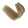 Valiilo Hair Extensions Real Human Hair, Clip in Human Hair Extensions Light Blonde and Golden 18Inch Remy Hair Extensions Highlights Clip on Extensions 7 Pieces 70Gram