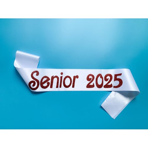 Conggluuo Senior 2025 sash,senior sashes class of 2025 senior sash White sash with Red Glitter graduation sash for Graduation Party Supplies 8 Pack senior sashes White Red 8pcs