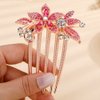 Missgrace Boho Simple Luxury Glitter Sparkly Flower Pink Crystal Rhinestones Hair Side Combs Hairpins Barrettes Bride Hair Clips Accessories for Women Girls (Pink)