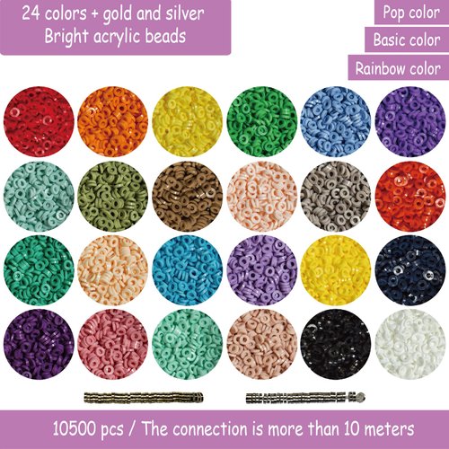 4mm, 10,500 Pieces, 26-Color Bright Spacer Bead Material kit, Including pop Colors, Basic Colors, and Rainbow Colors, Perfect for DIY Hair Pieces, Tassel Earrings, and Hair Wraps. one-of-a-Kind.