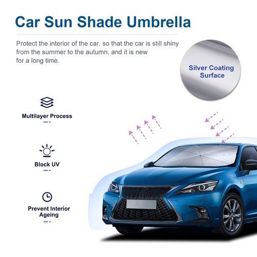 helloleiboo Car Windshield Sun Shade UV Rays and Heat Sun Visor Protector Foldable Reflector Windshields Umbrella