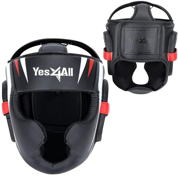 Yes4All Full Face Boxing Headgear - Adjustable Headgear for Muay Thai, MMA, Sparring, Kickboxing - Medium