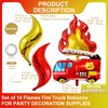 14 Pcs Fire Balloons Flame Balloons Fire Truck Balloons Set,Giant Flame Balloons for Fire Theme Party Decorations Fireman Birthday Supplies