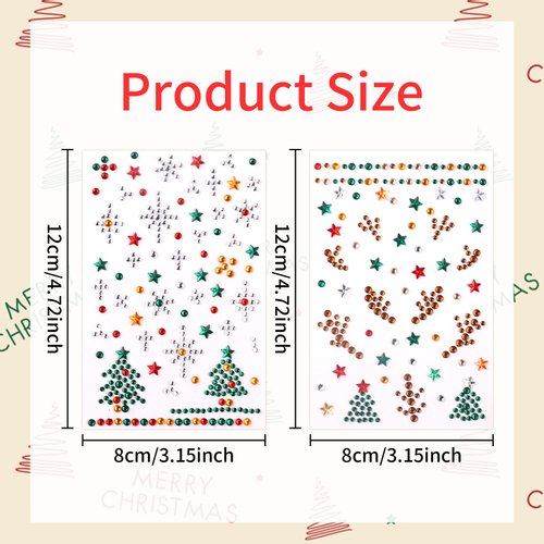 Christmas Face Jewels Sticker Christmas Tree Gemstone Stickers Snowflake Diamond Sticker Reindeer Rheinstone Stickers for Woman Girls Face Eye Art Accessories Children Christmas Party Supplies