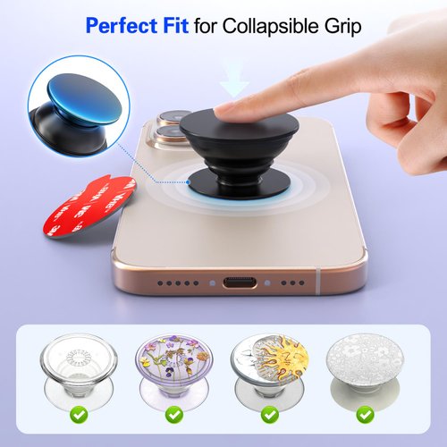 10 Pcs 3M Sticky Pads for Pops Socket Base: 1.38" Round Strong Adhesive Replacement Double Sided Tape for iPhone Popgrips, Cell Phone Grip & Ring Holder, Very High Bond VHB Circle Sticker 35mm