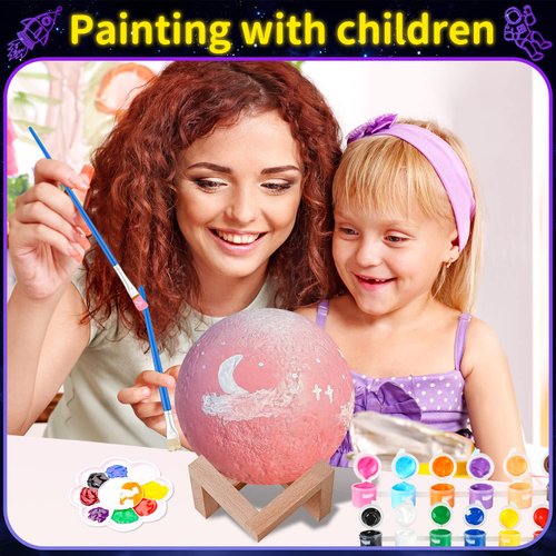 Paint Your Own Moon Lamp Kit, Valentines Gifts DIY 3D Moon Light Cool Galaxy Lamp,Toys for Teens Boys Girls, Arts & Crafts Kit Art Supplies for Kids, Arts and Crafts for Kids Ages 8-12 Birthday Gifts