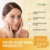 Kojic Acid Skincare Set – Kojic Soap Cleanser, Exfoliating Body Scrub, Face Cream & Brightening Facial Serum – Skin Brightening Hyperpigmentation Treatment, Dark Spot Corrector – with Turmeric Papaya